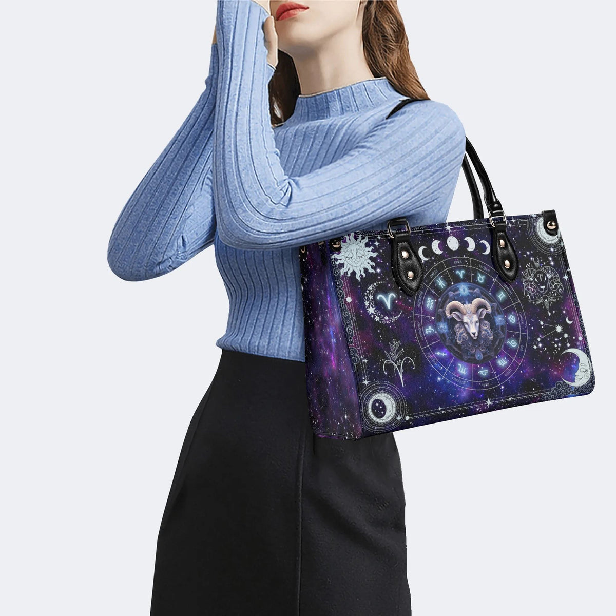 Aries starry sky - Leather Handbag