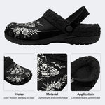 Death Moth Vintage Print - Fur Lined Slippers/Sandals