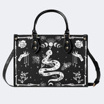Snake And Beath Moth Print - Leather Handbag