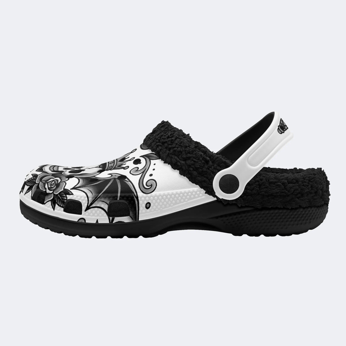 Gothic Crown Skull - Fur Lined Slippers/Sandals