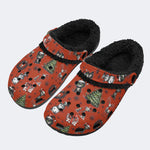 Christmas Pattern Print - Fur Lined Slippers/Sandals