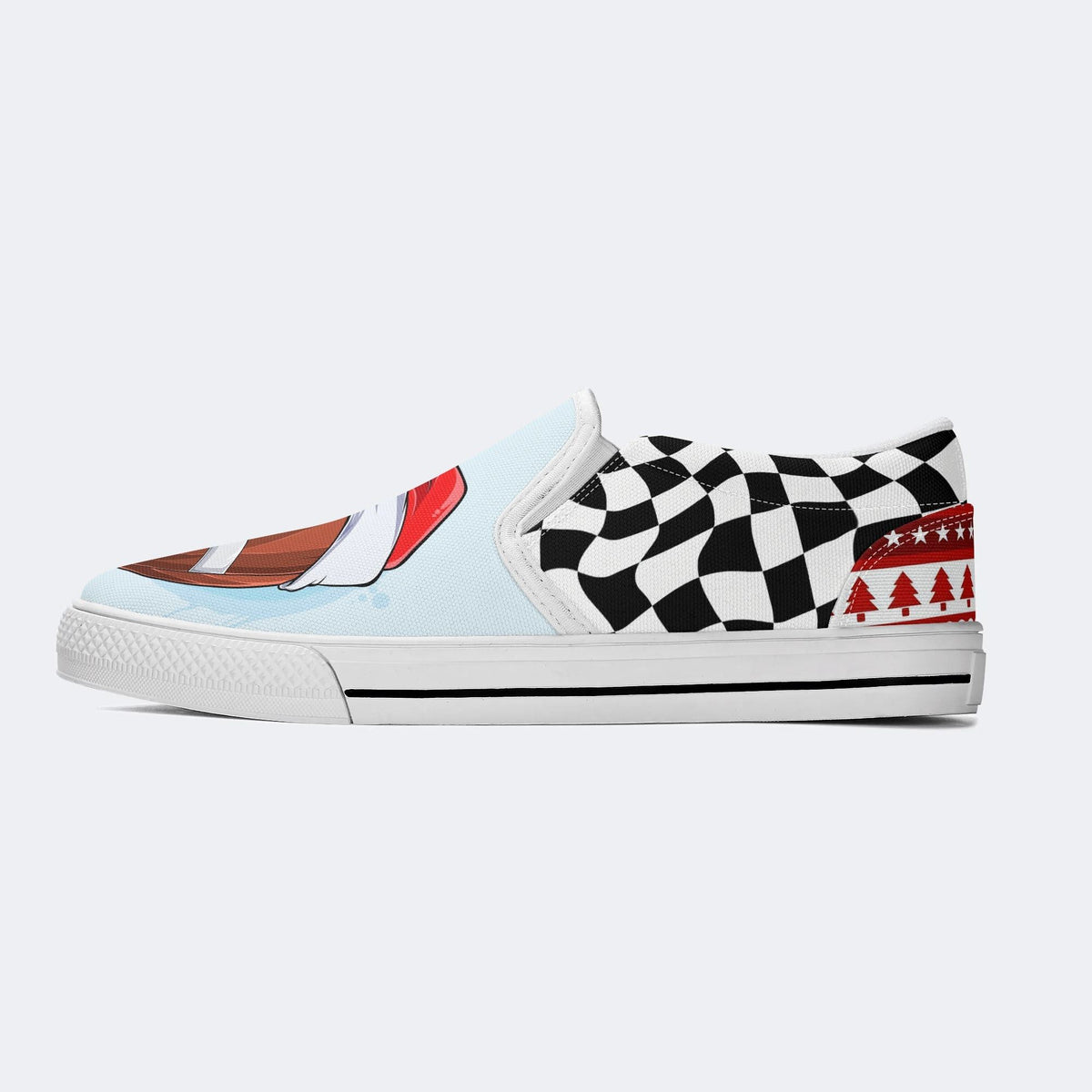 Santa Hat Football Print - Slip On Shoes