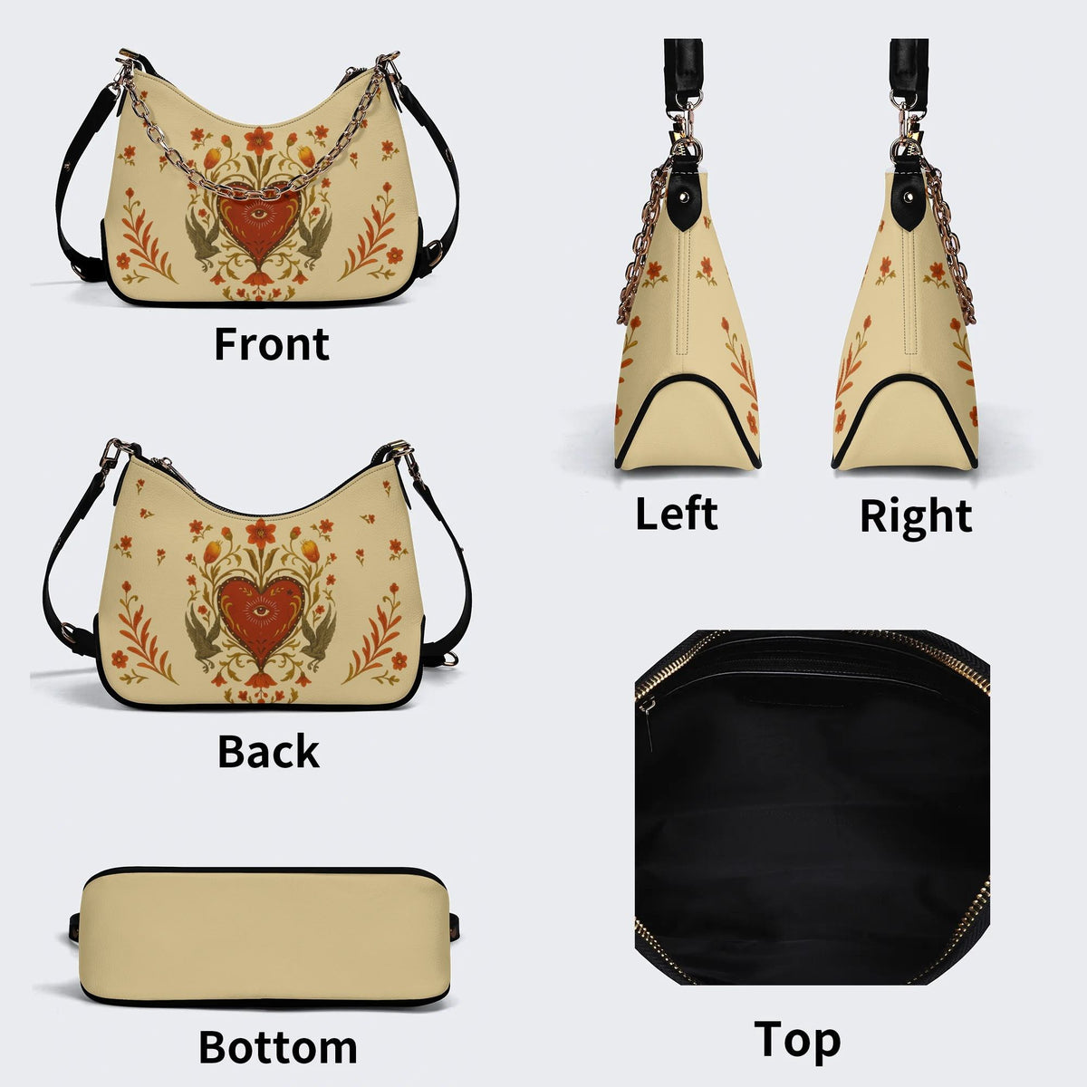 Heart Eyes Print - Leather Crossbody Bag