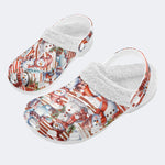 Fun Snowman Print - Fur Lined Slippers/Sandals