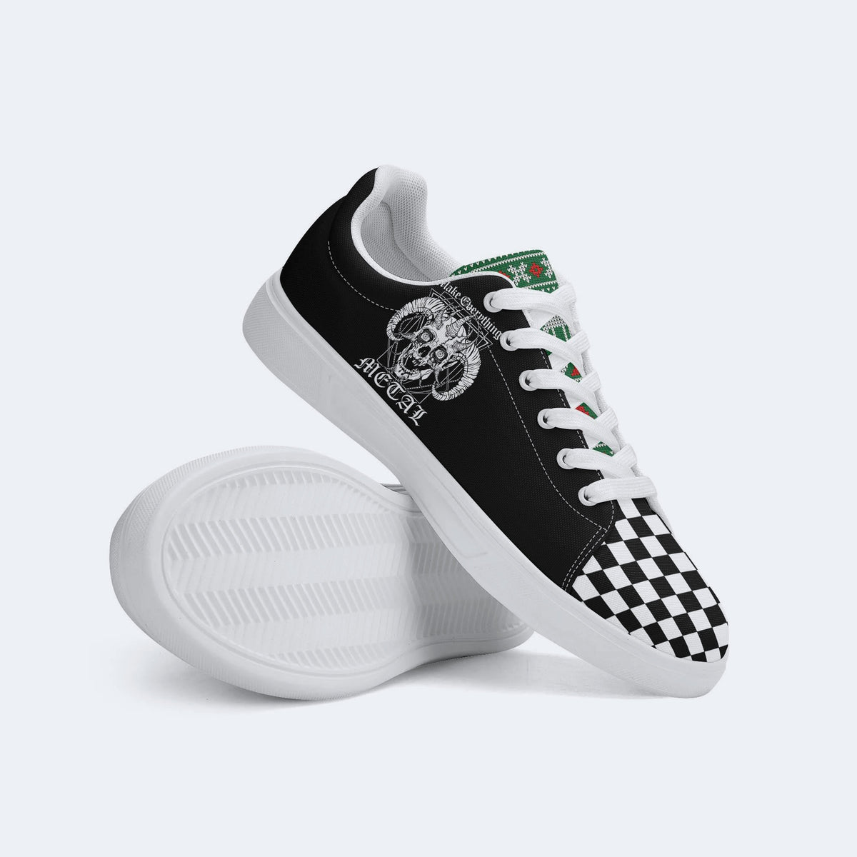 Art Skull Goat Print - Skateboard Sneakers