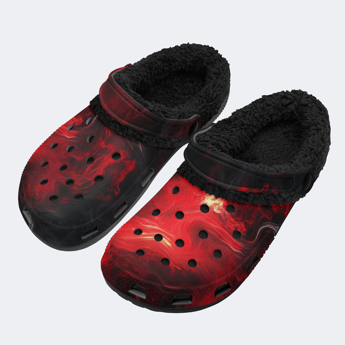 Crimson Hell Mist - Fur Lined Slippers/Sandals