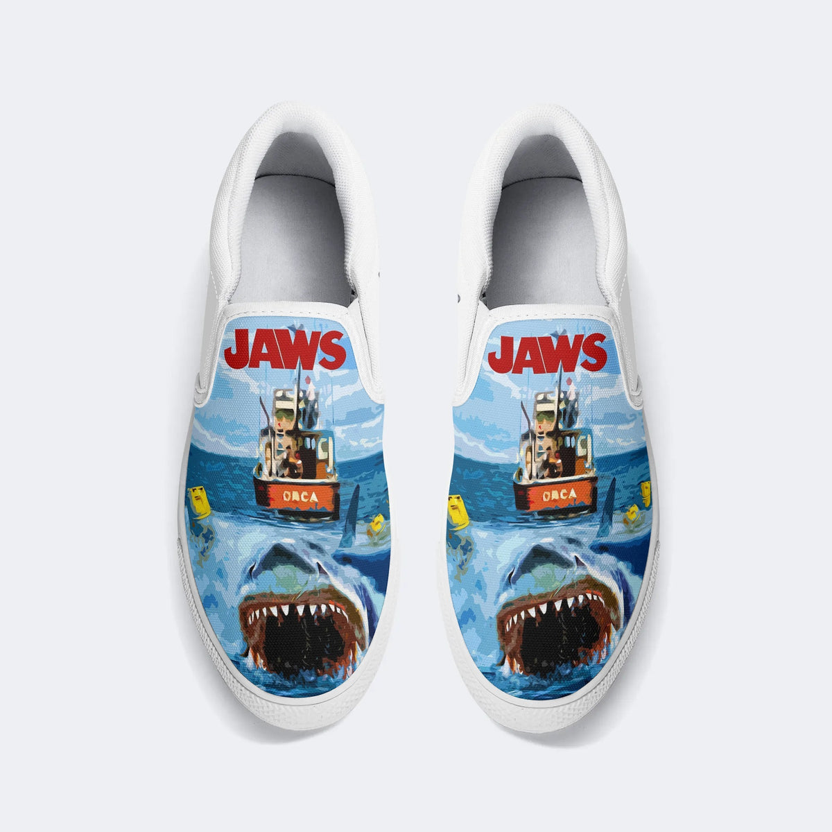 Jaws Movie Retro Print - Slip On Shoes