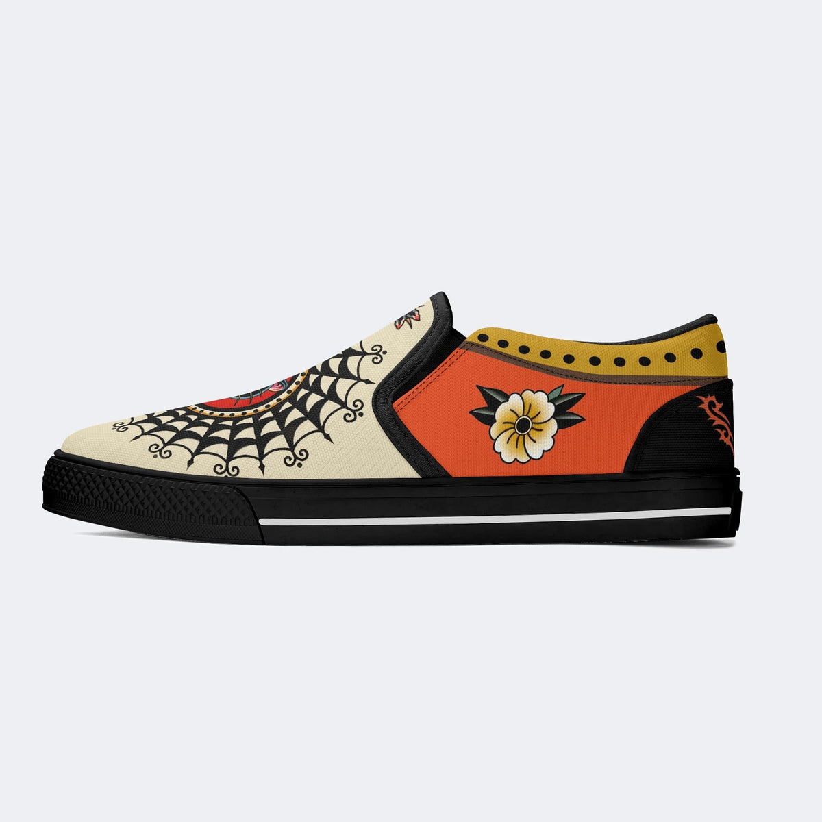 Retro Black Panther Head Print - Slip On Shoes