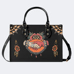 Shake Hands Print - Leather Handbag