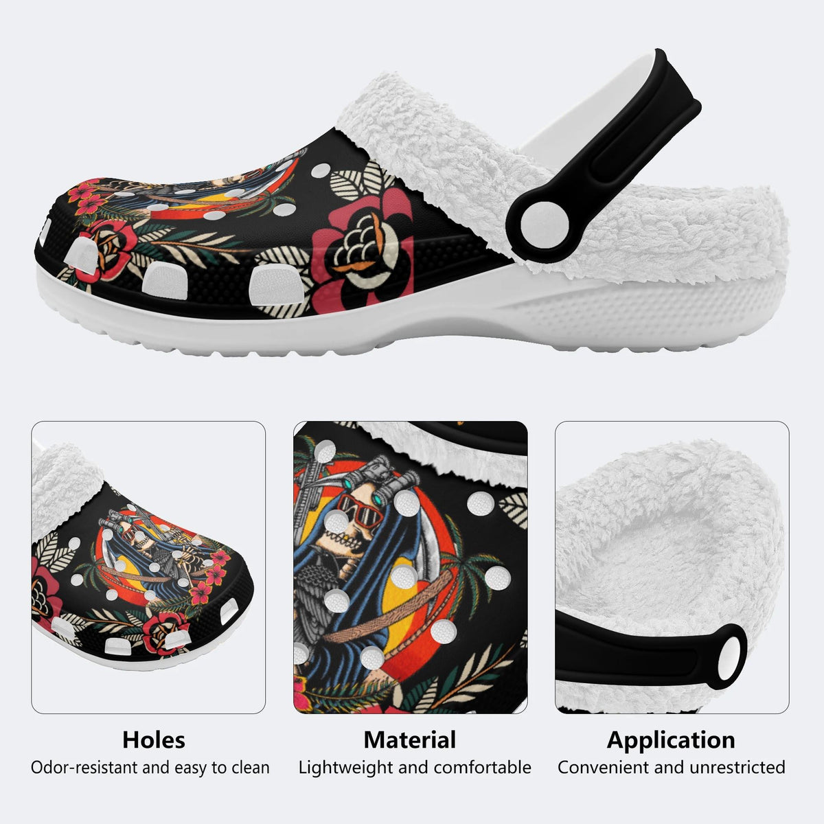 Tactical Reaper Print - Fur Lined Slippers/Sandals