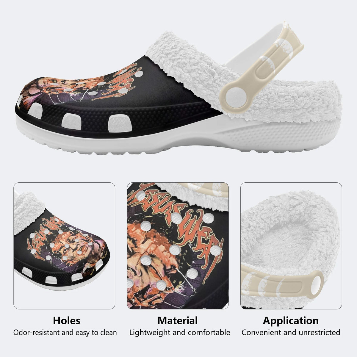 Jesus Wept Retro Print - Fur Lined Slippers/Sandals