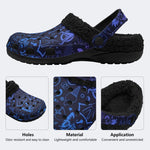 Playful Blue Icon Print - Fur Lined Slippers/Sandals