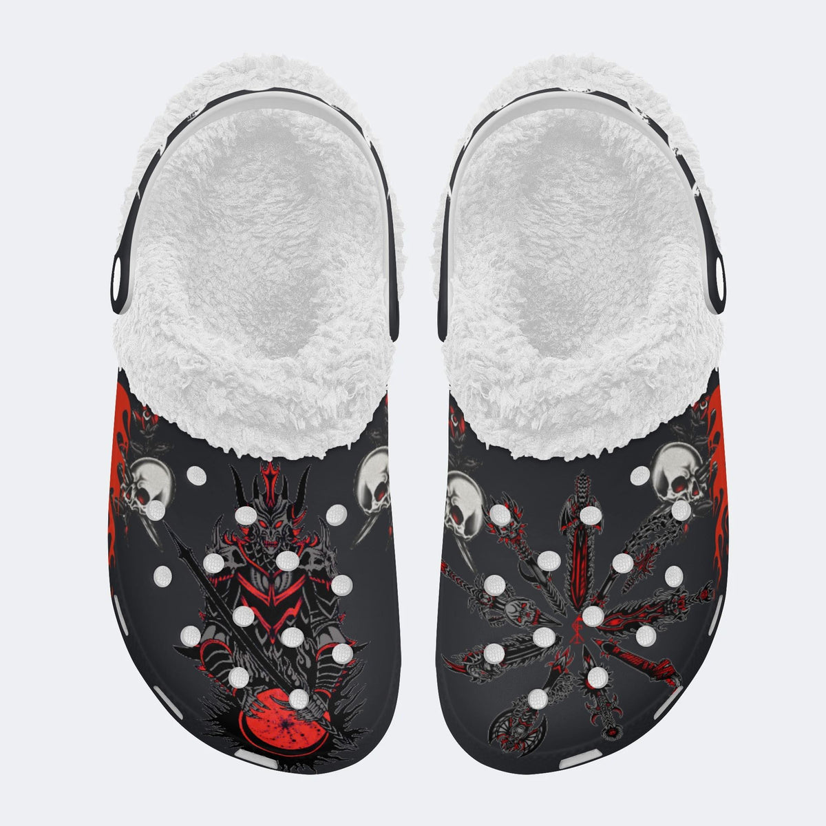 Unisex Warrior Print - Fur Lined Slippers/Sandals