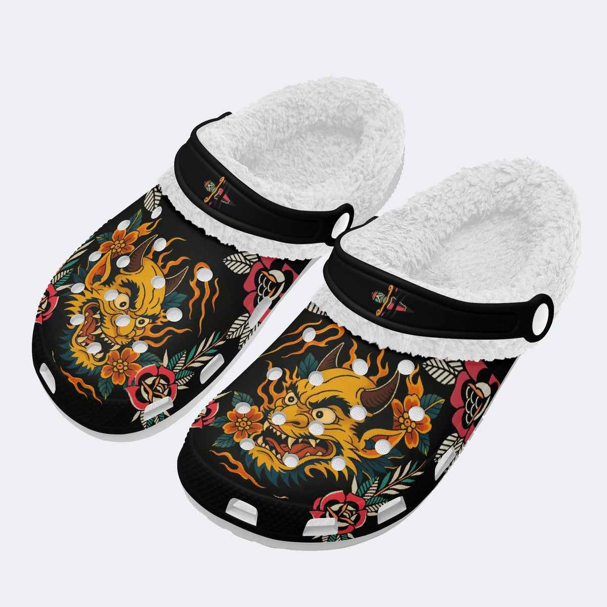 Monster Head Print - Fur Lined Slippers/Sandals