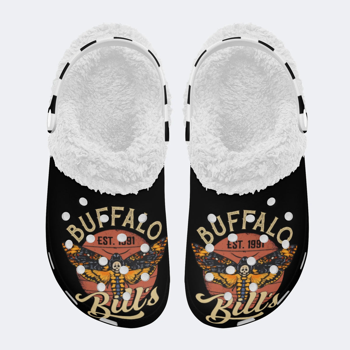 Unisex Death Moth Print - Fur Lined Slippers