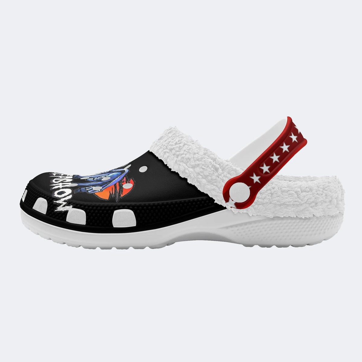 Horror Movie Vintage Graphic Print - Fur Lined Slippers/Sandals