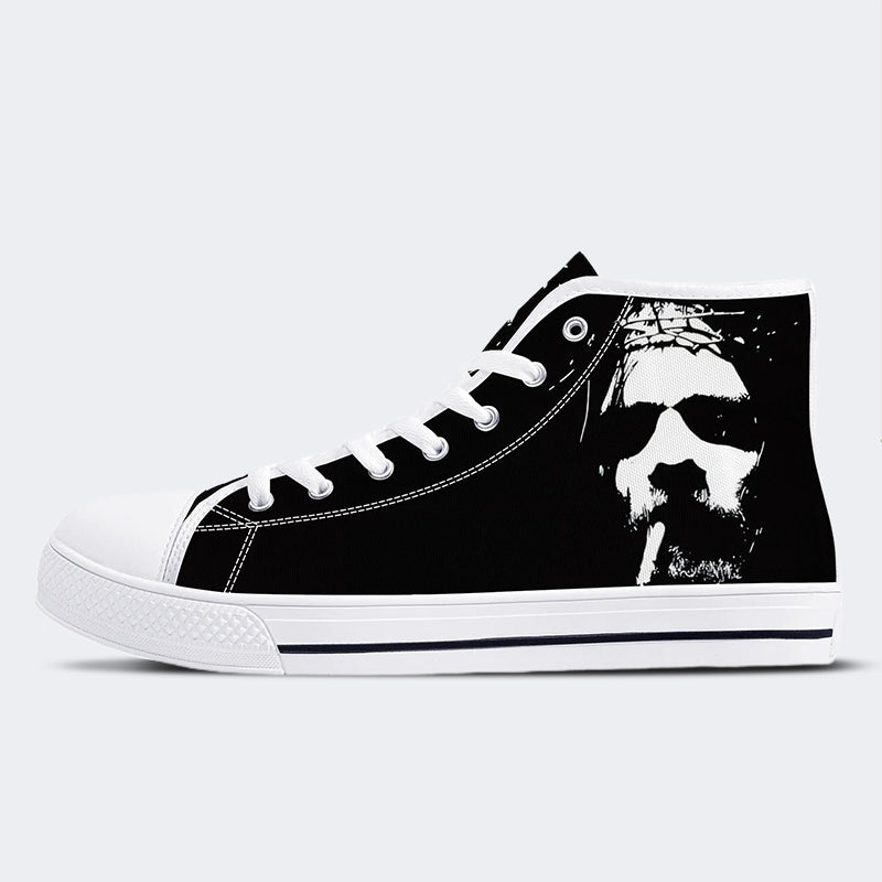 Unisex Vintage Jesus Printe - High Top Canvas