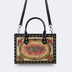 Retro Toad And Snake Print - Leather Handbag