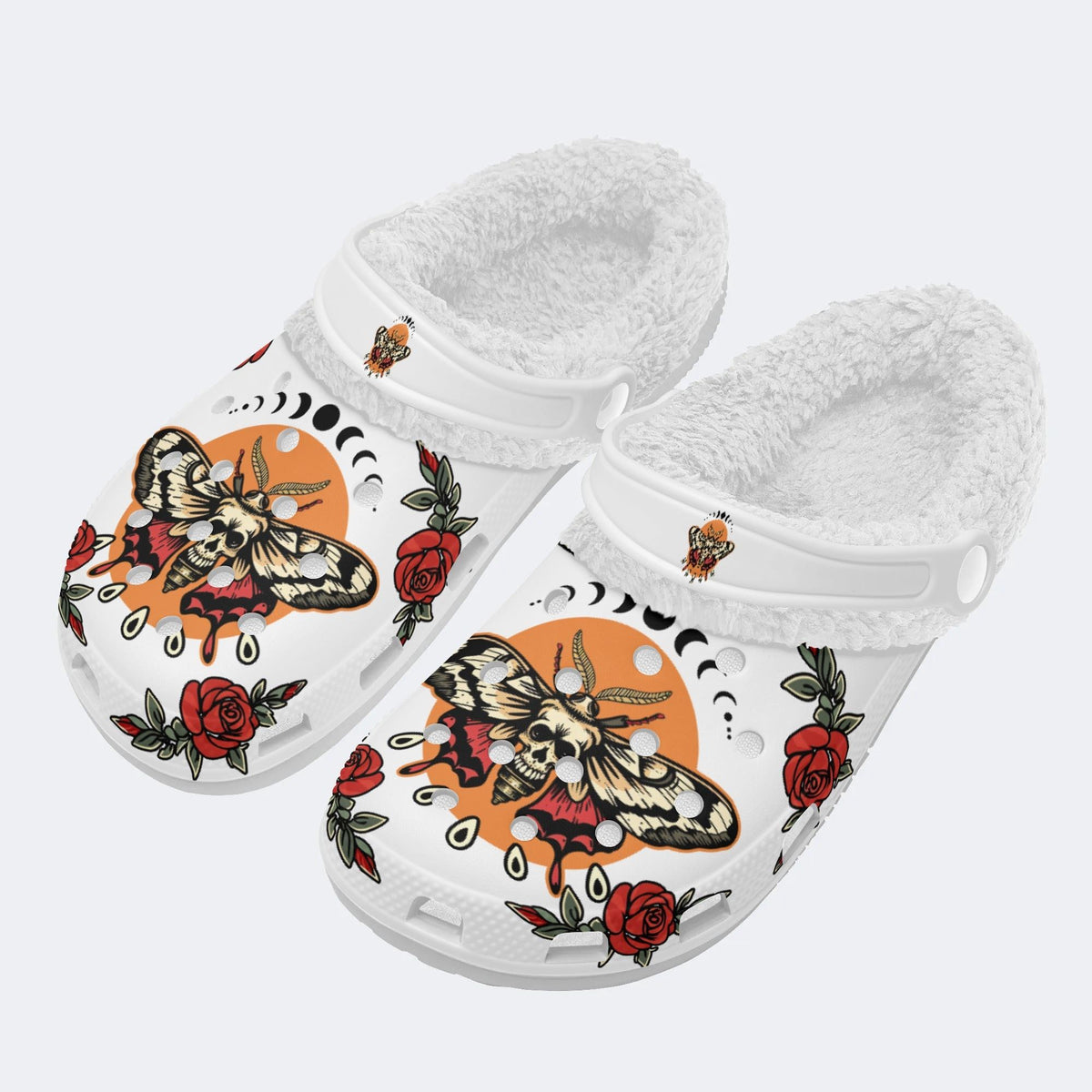 Rose Death Moth Art Print - Fur Lined Slippers/Sandals