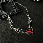 Gothic Style Hand Bone Heart Necklace