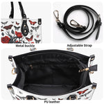 Heart Rose Butterfly Print - Leather Handbag