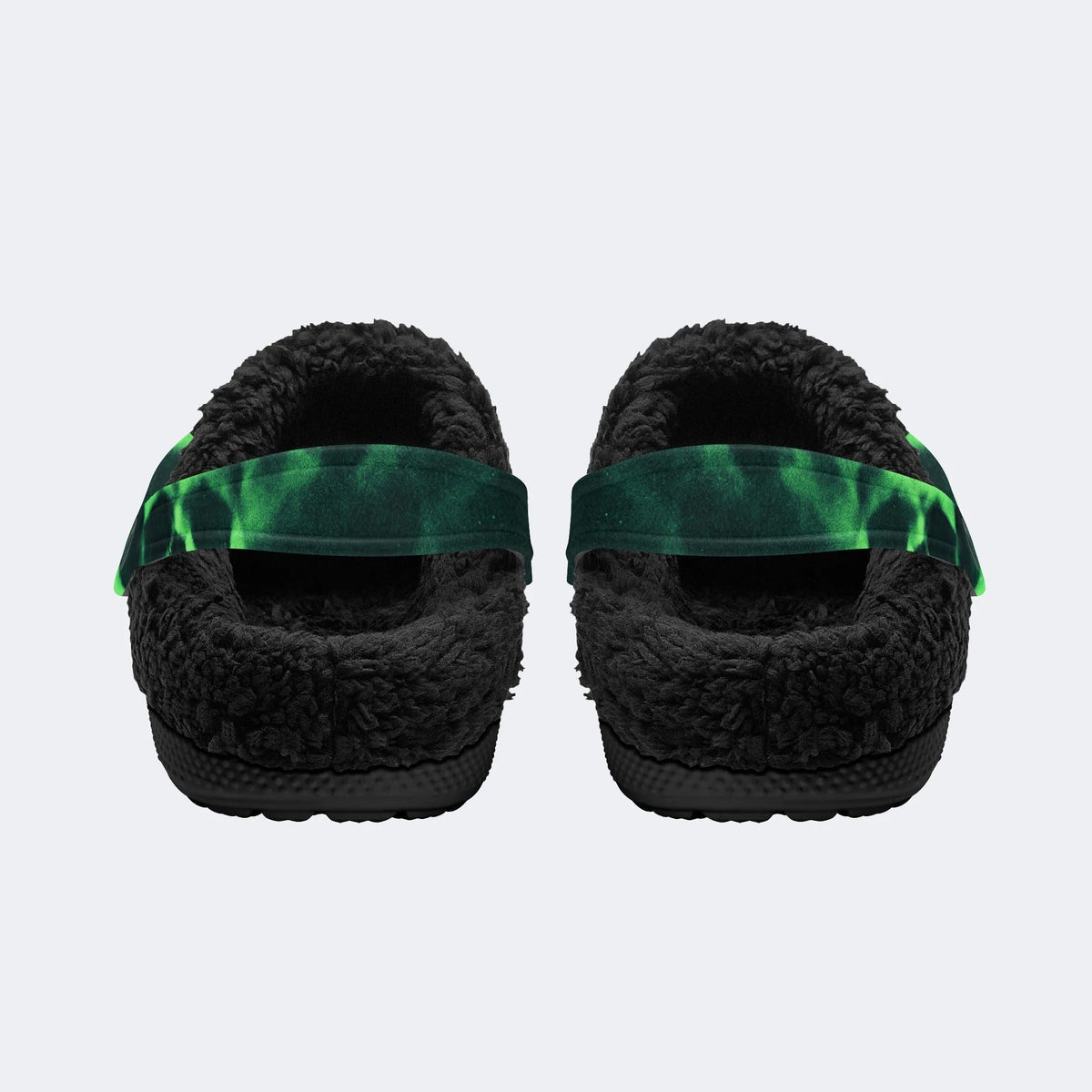 Toxic Green Smoke Skulls - Fur Lined Slippers/Sandals
