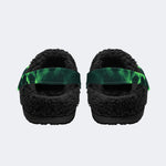 Toxic Green Smoke Skulls - Fur Lined Slippers/Sandals