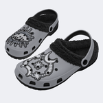 Moon&Star&Eye Faux Decal Print - Fur Lined Slippers/Sandals