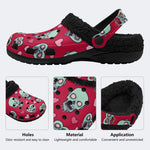 Zombie Heart Skull - Fur Lined Slippers/Sandals