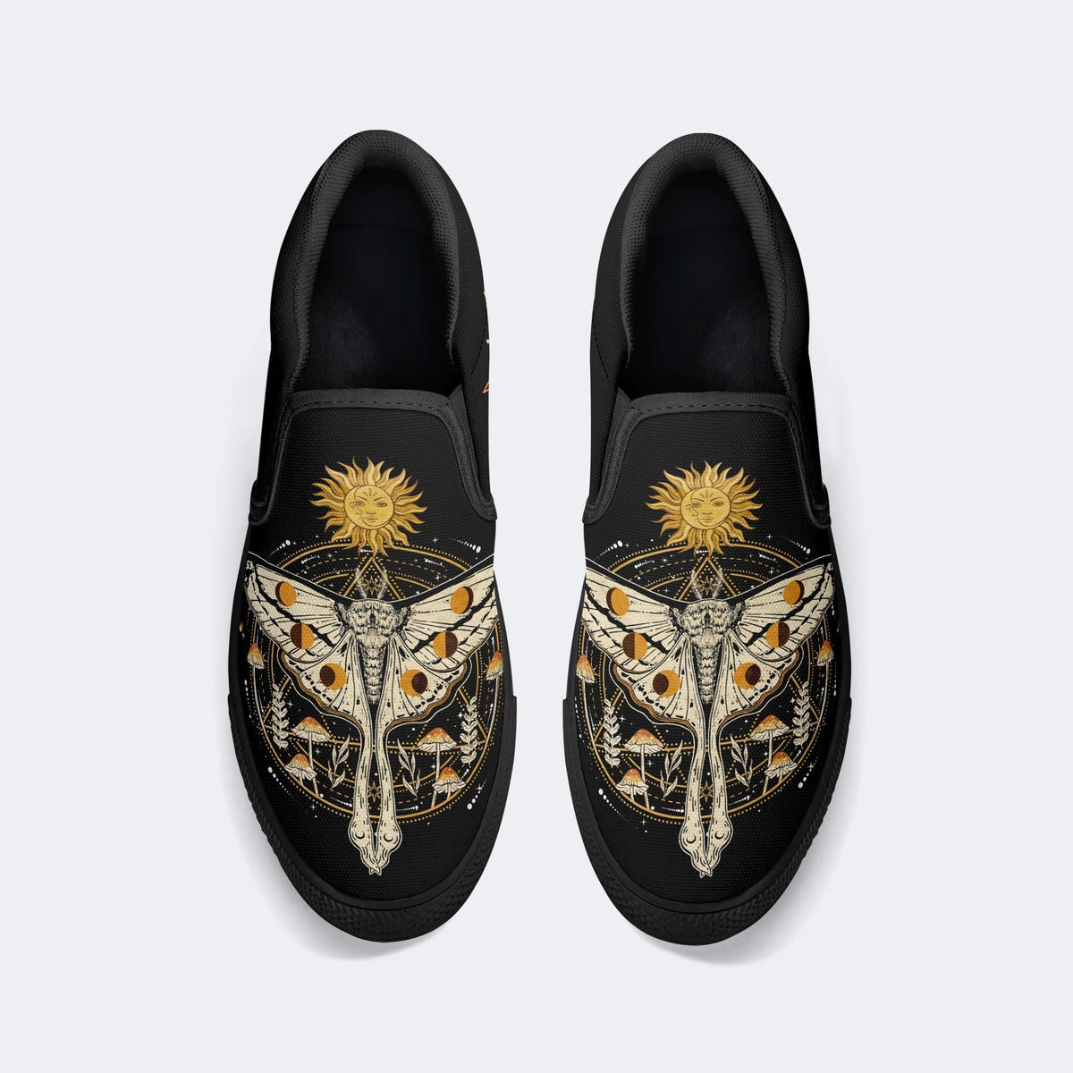 Sun And Moth Print - Slip On Shoes