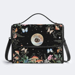 Starry Sky Floral Mushroom Print - Leather Satchel Bag