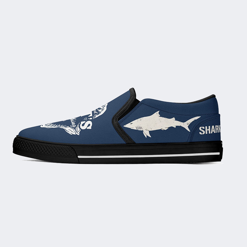 Shark Fishing Jaws Retro Unisex - Slip On Shoes