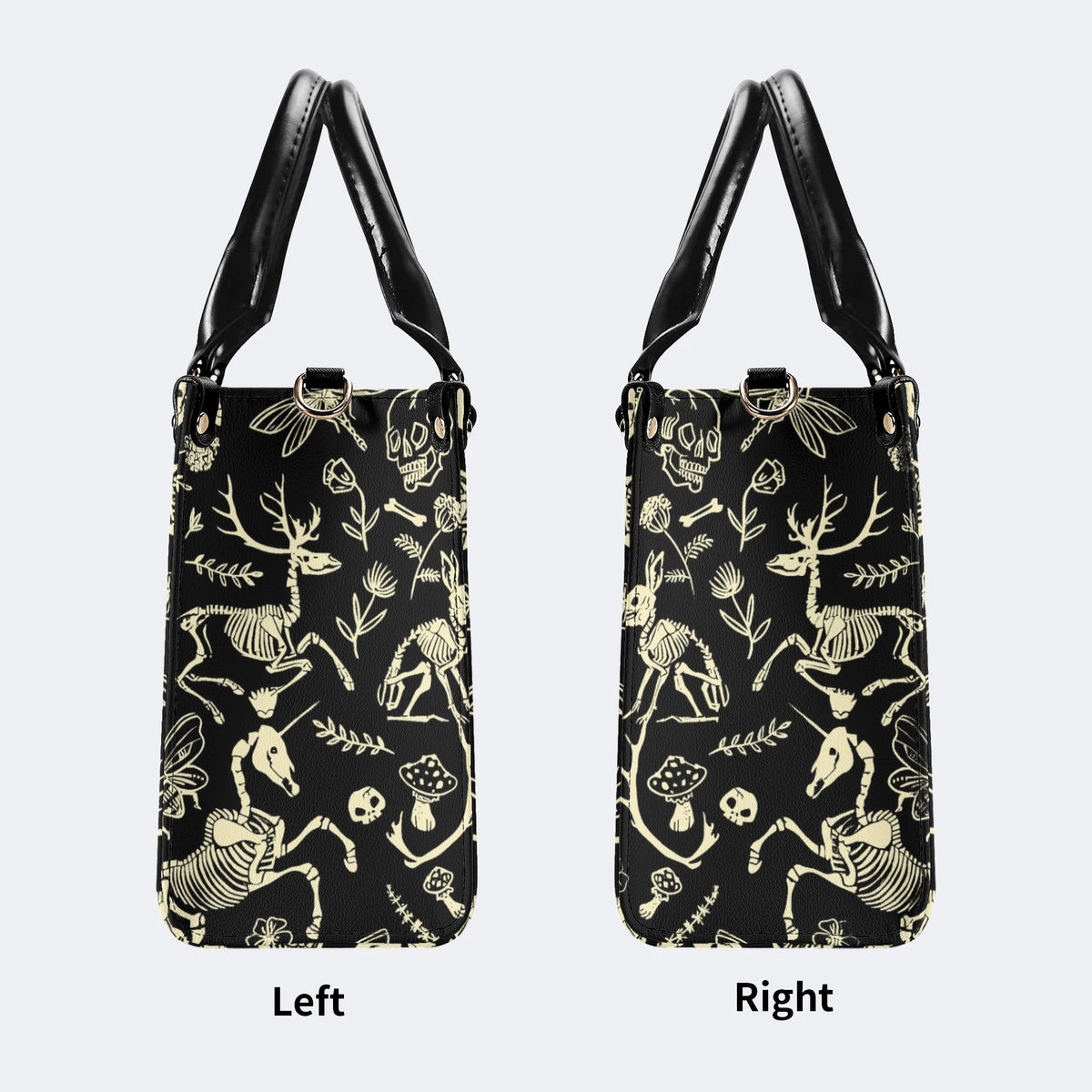 Dark Cottagecore Forest Animal Bones Print - Leather Handbag