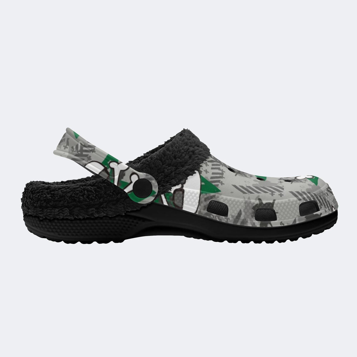 Gothic Camo Skull - Fur Lined Slippers/Sandals