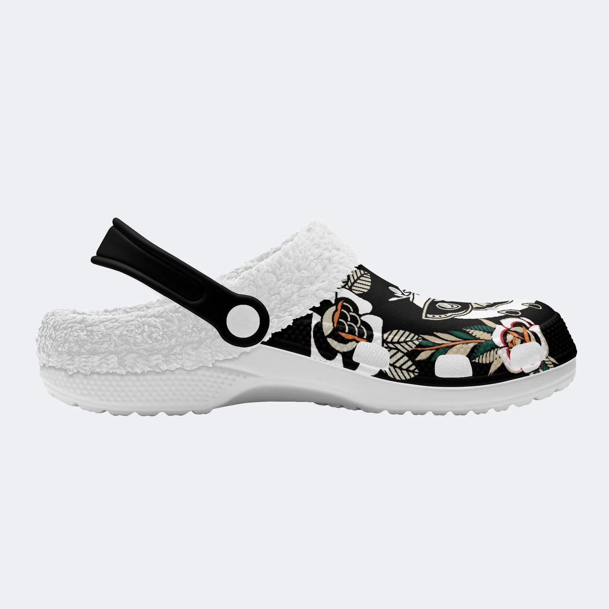 Death Moth Vintage Print - Fur Lined Slippers/Sandals