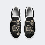 Unisex Halloween Skull Print - Slip On Shoes