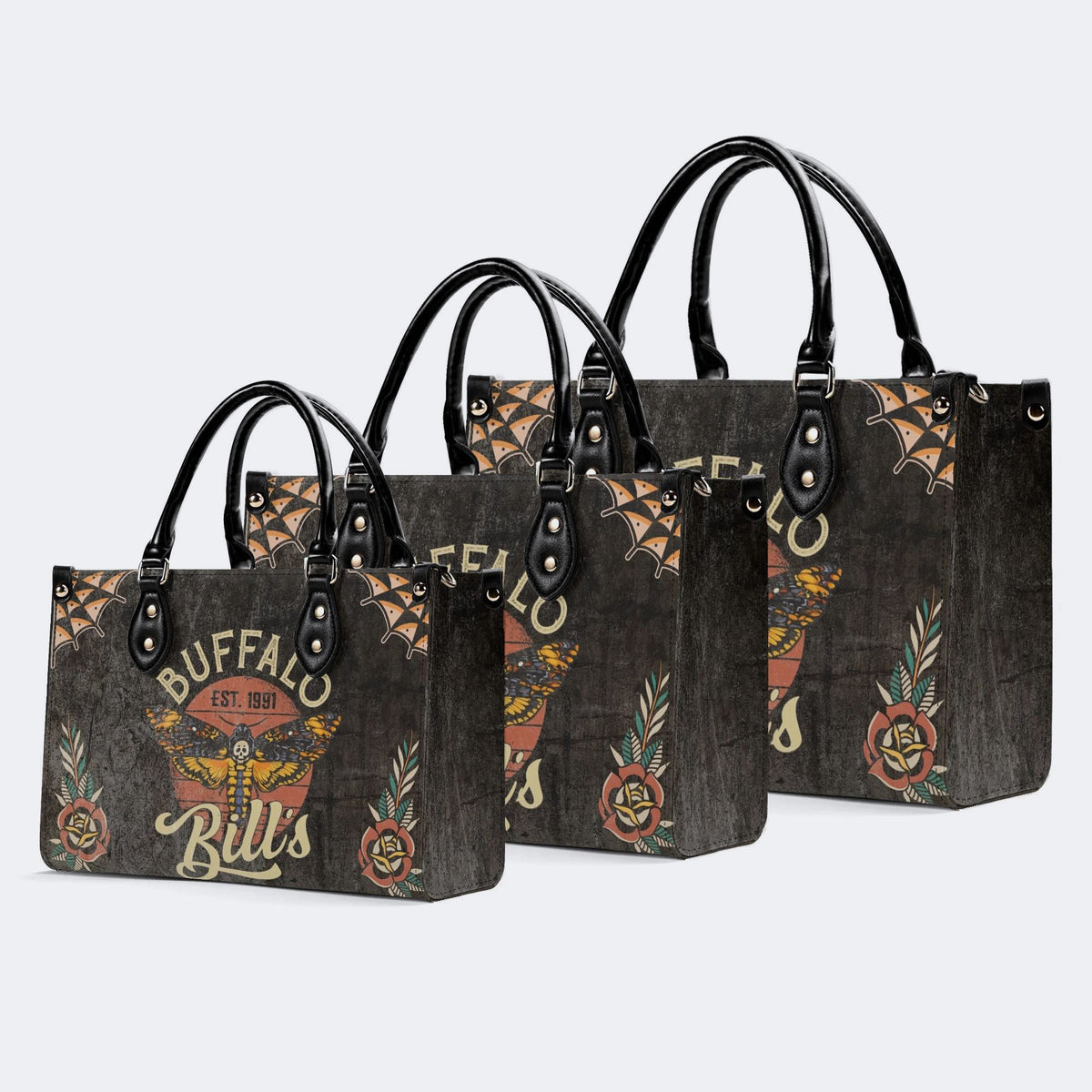 Vintage Death Moth Print - Leather Handbag