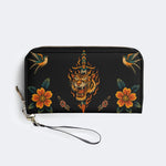 Old School Flame Tiger Print - Leather Wallet
