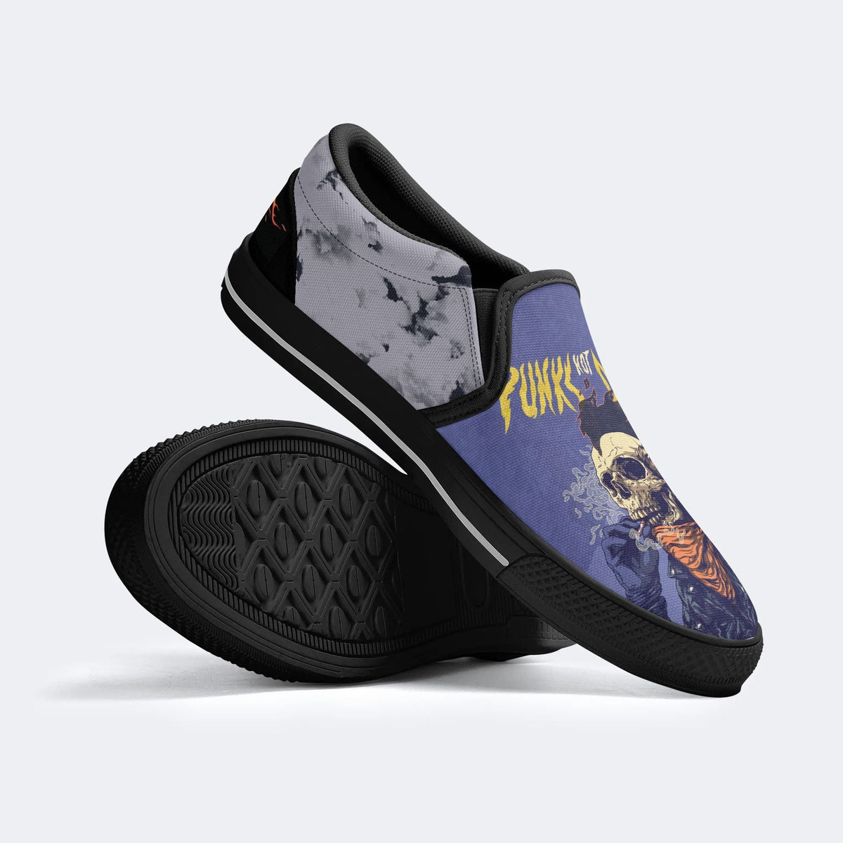 Unisex Funny Skull Art Illustration Print - Slip On Shoes