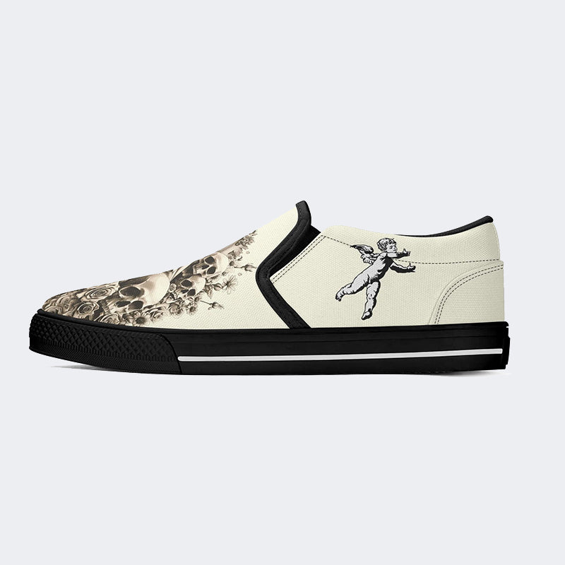 Unisex Skull&Figure&Rose Print - Slip On Shoes