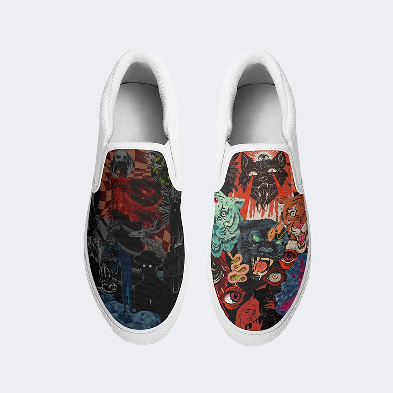 Retro Horror Print - Slip On Shoes