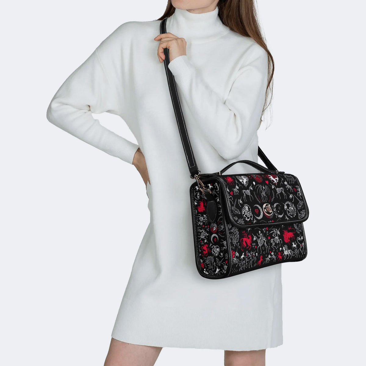 Fantastic Beasts Print - Leather Satchel Bag
