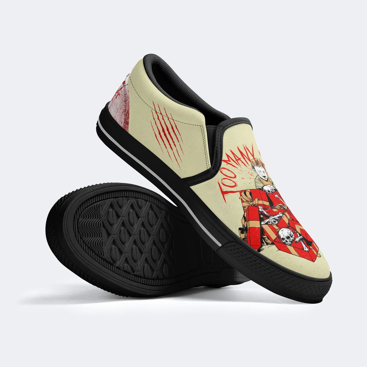 Unisex Too Many Skull Print - Slip On Shoes