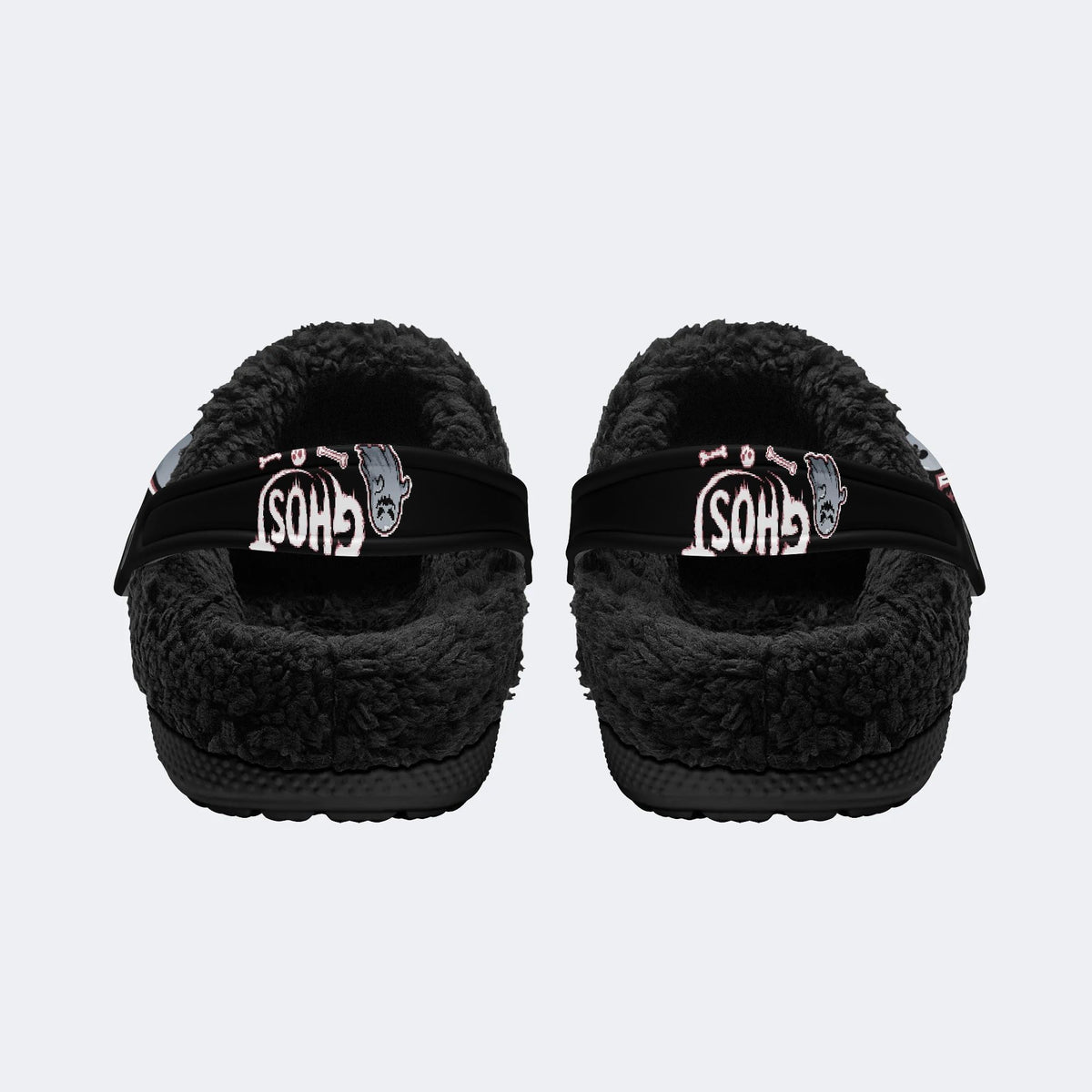 Spooky Ghost Script - Fur Lined Slippers/Sandals
