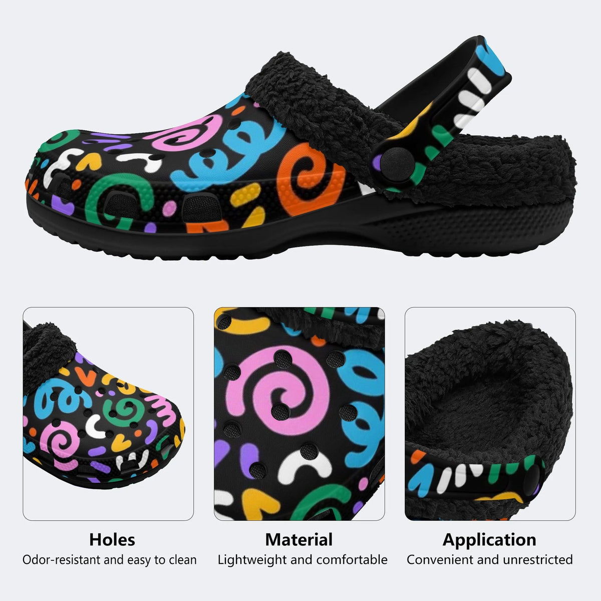 Playful Rainbow Swirl - Fur Lined Slippers/Sandals