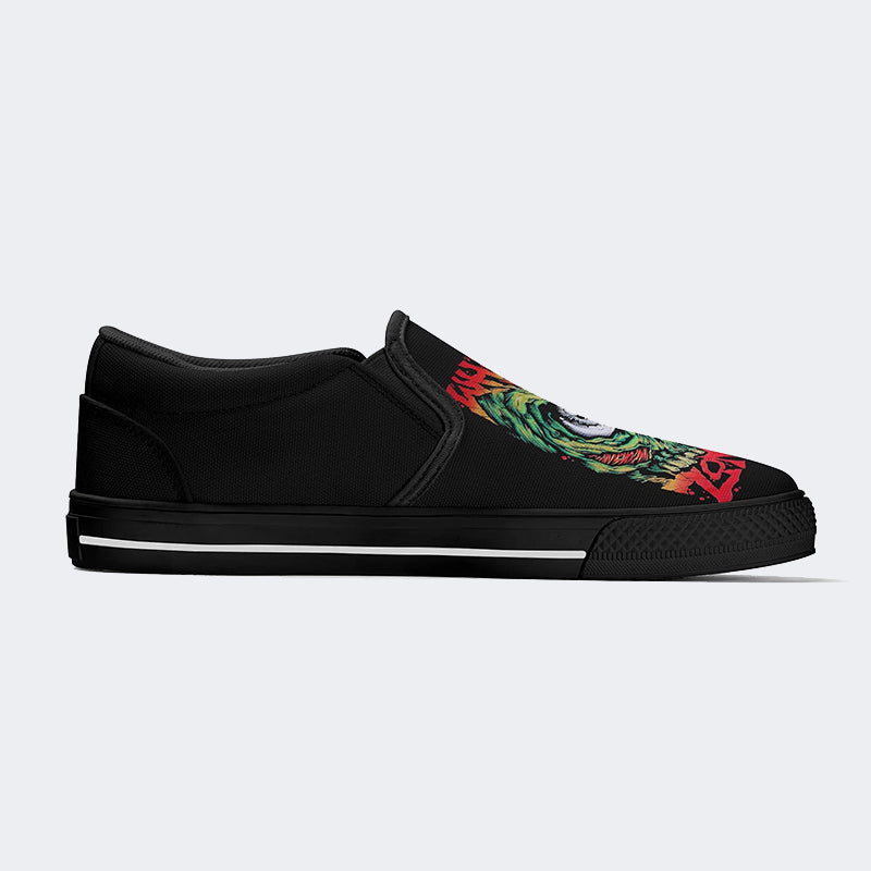 Unisex Retro Rock Print - Slip On Shoes