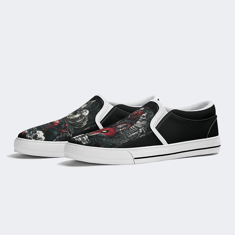 Unisex Skull Graphic Print - Slip On Shoes