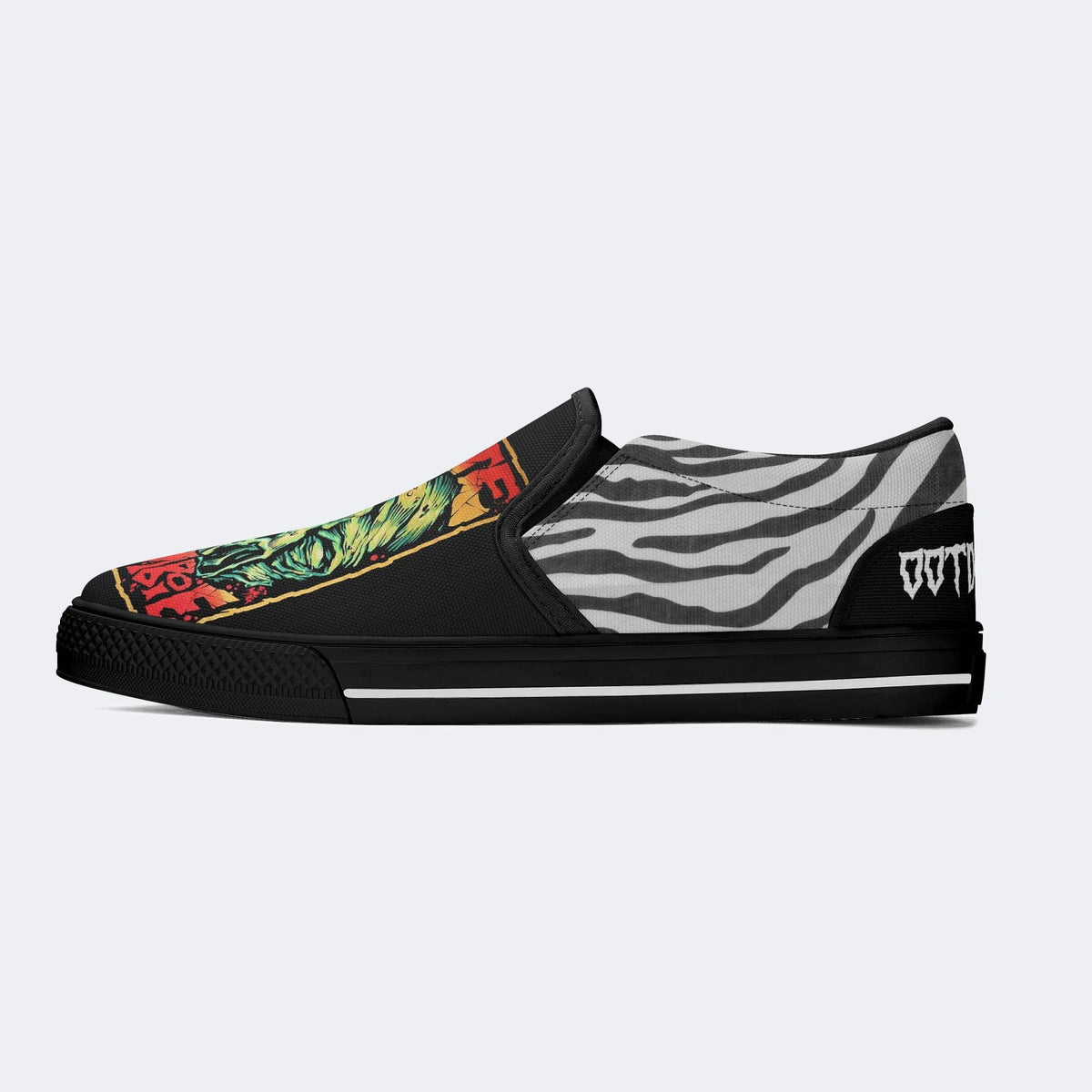 Unisex Retro Rock Print - Slip On Shoes