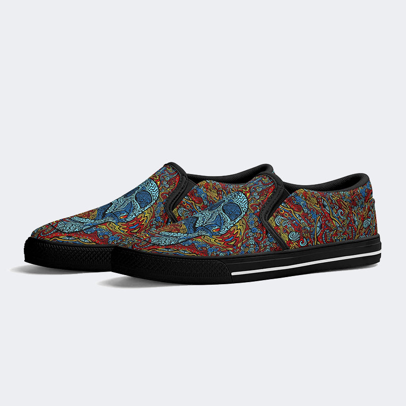 Unisex Skull Graffiti Art Print - Slip On Shoes