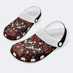 Death Moth Vintage Print - Fur Lined Slippers/Sandals